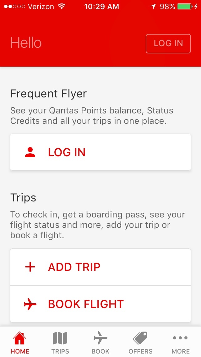 Qantas Airlines mobile